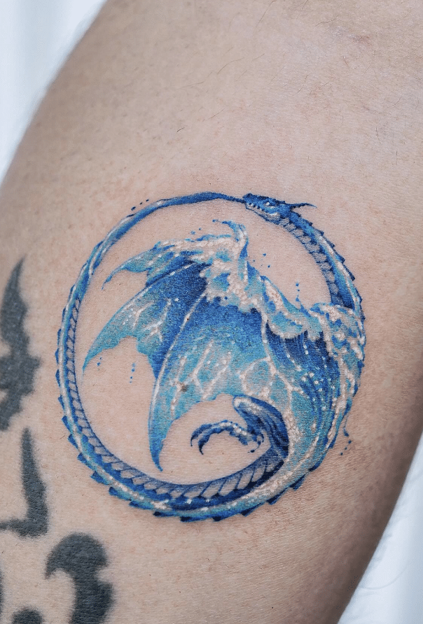 Ouroborus Blue Dragon Tattoo