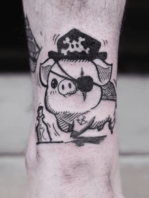 Pirate Pig Tattoo