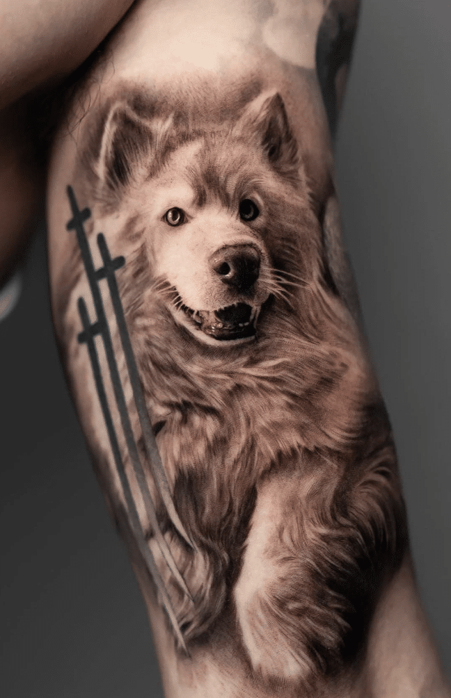 Realistic Dog Tattoo