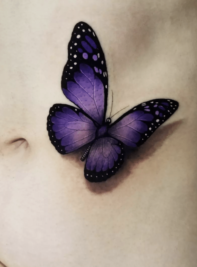 Realistic Purple Butterfly Tattoo