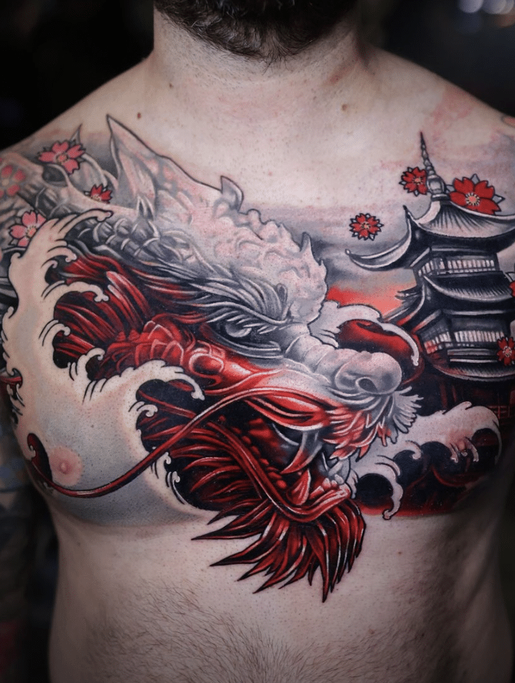 Red Dragon Head Tattoo