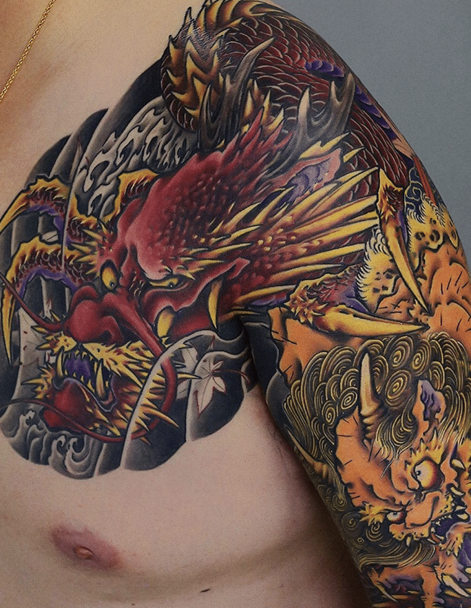 Red Dragon Head Tattoo