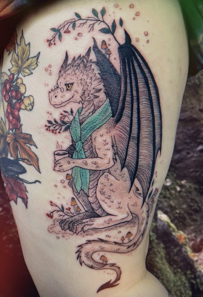 Relaxed White Dragon Tattoo