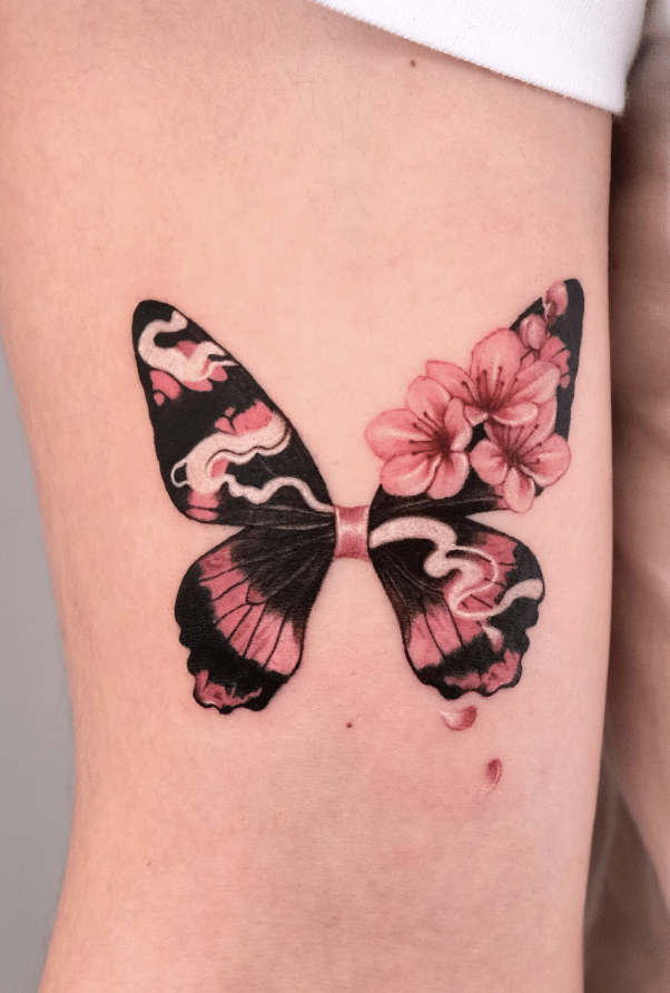 Ribbon Butterfly Tattoo