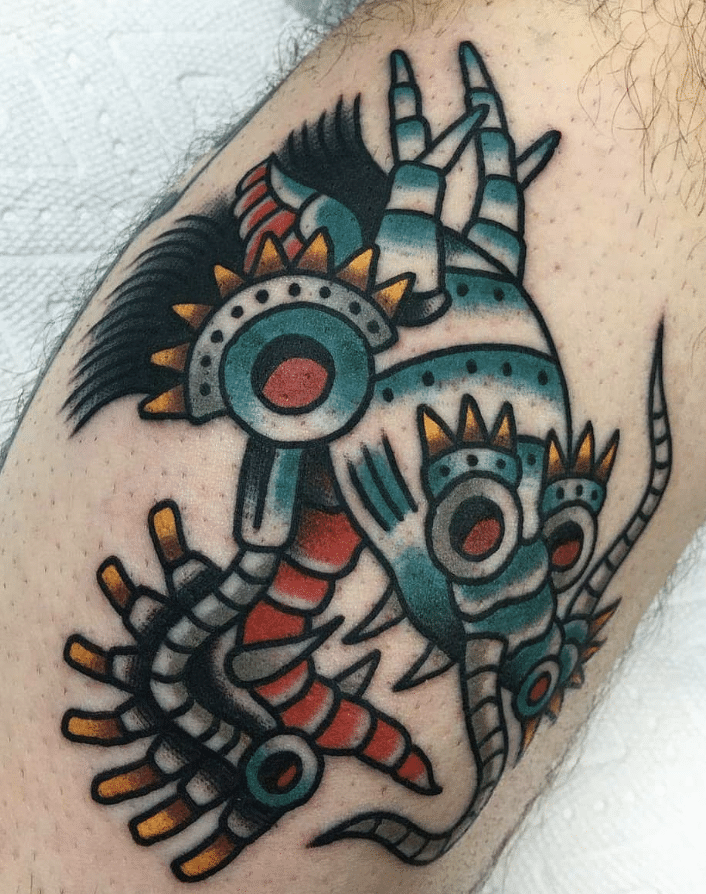 Robot Dragon Head Tattoo