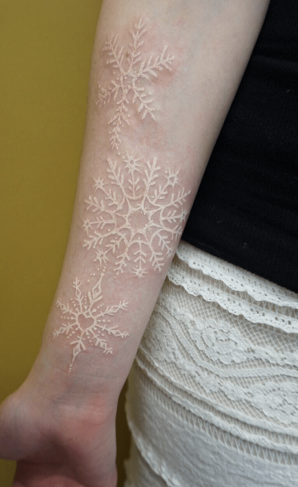 Snowflake White Ink Tattoo