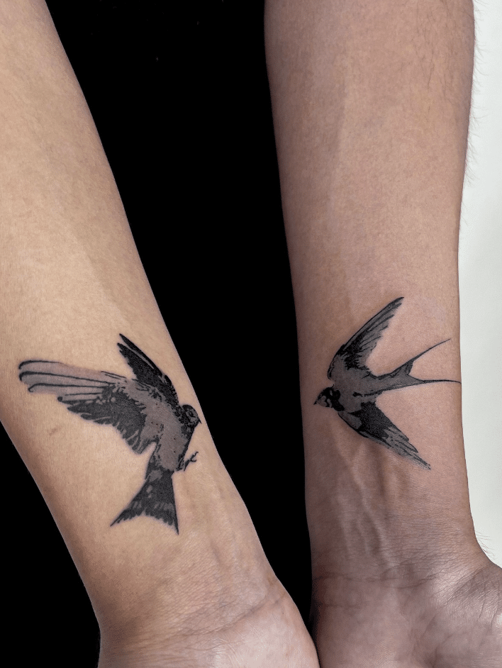 Sparrow And Swallow Tattoo