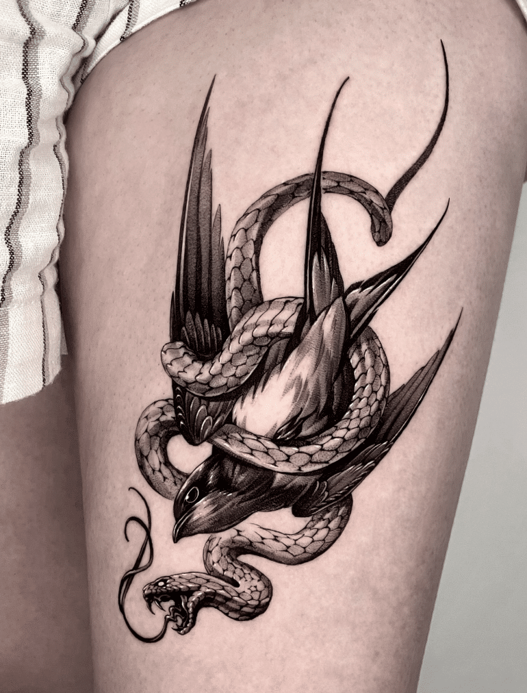 Swallow Snake Tattoo