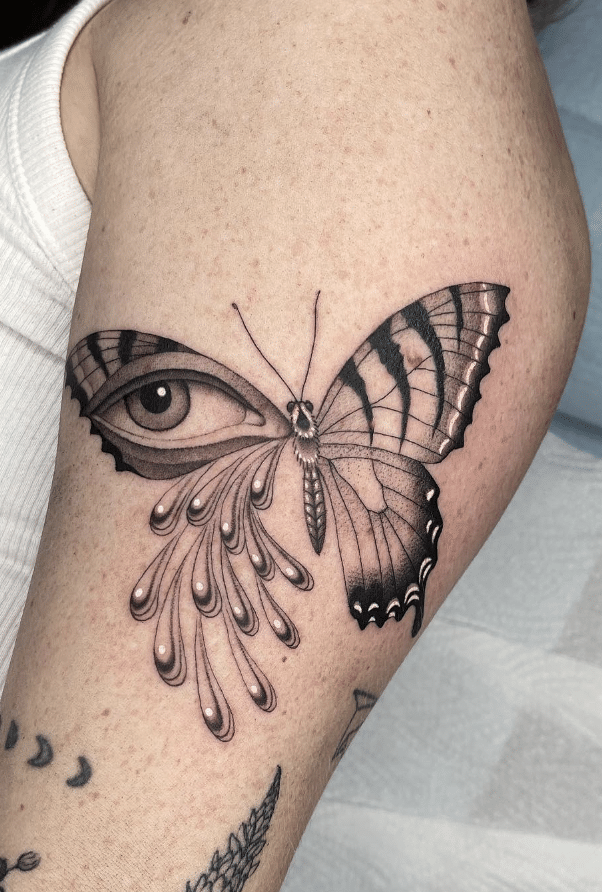 Tear Drop Butterfly Tattoo