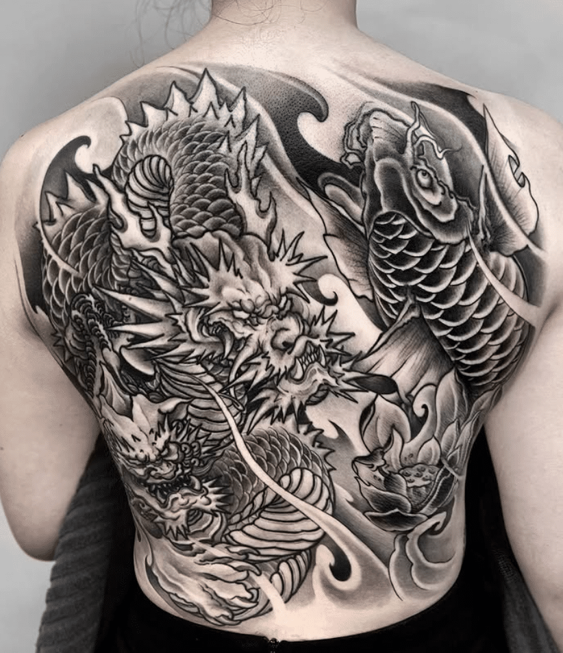 The Back With Chinese Dragon Tattoo New