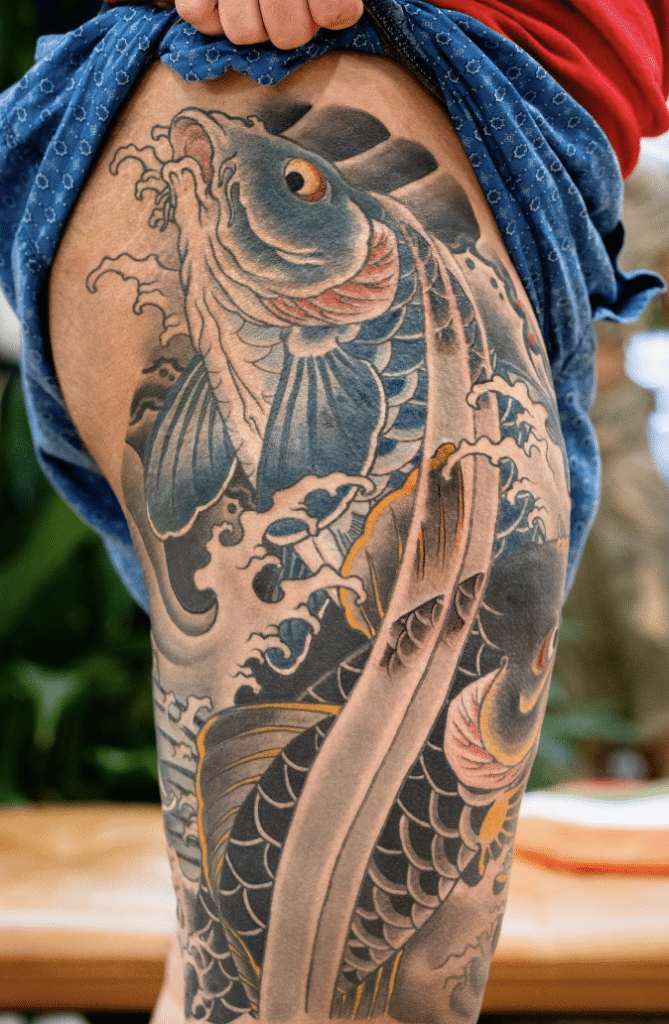 Upstream Koi Fish Tattoo