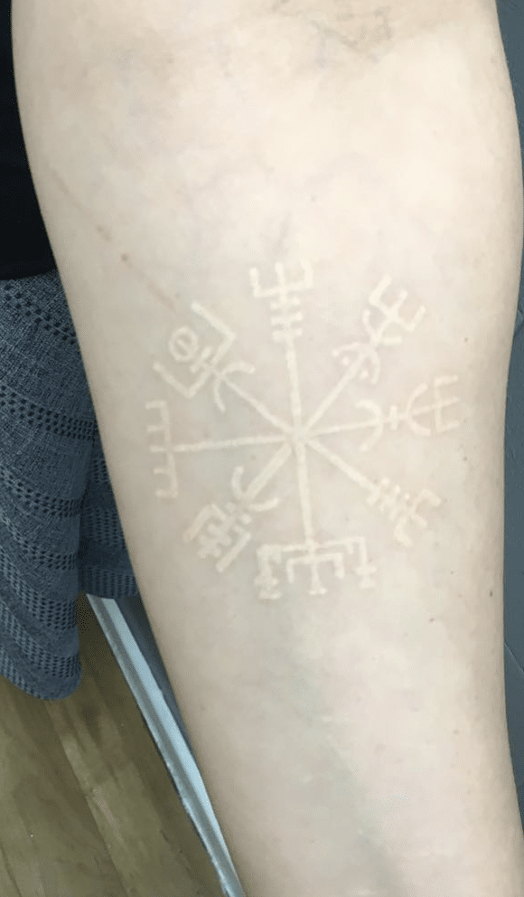 Vegvisir White Ink Tattoo