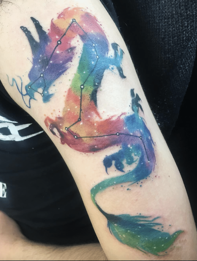 Watercolor Dragon Tattoo