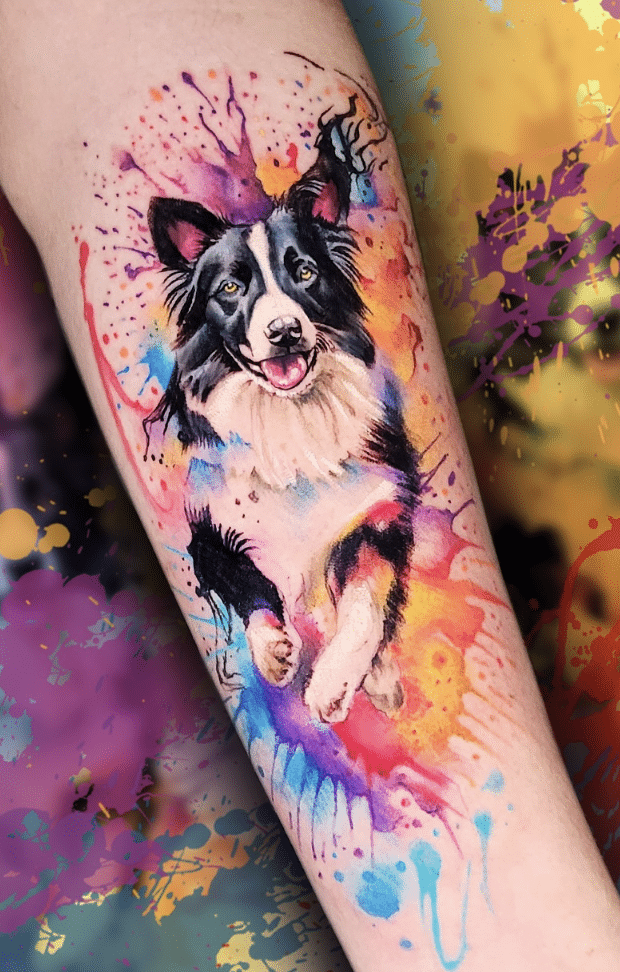 Watercolour Dog Tattoo