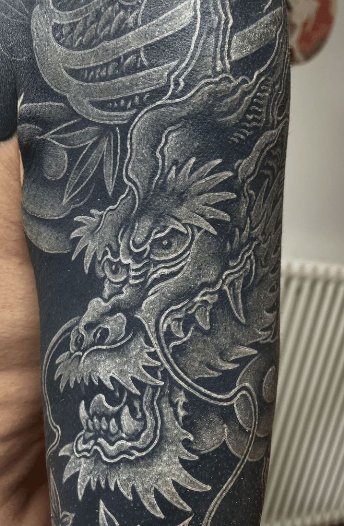 White Chinese Dragon Tattoo New