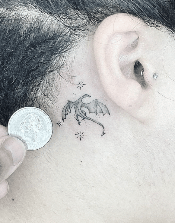 White Dragon Ear Tattoo