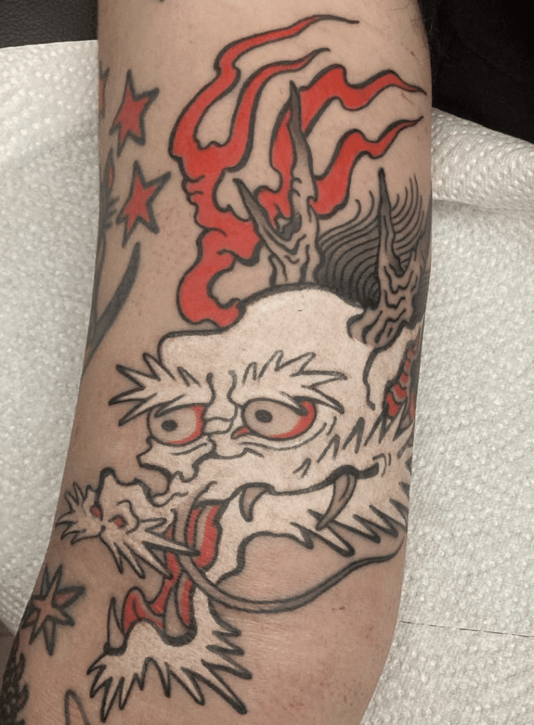 White Dragon Head Tattoo