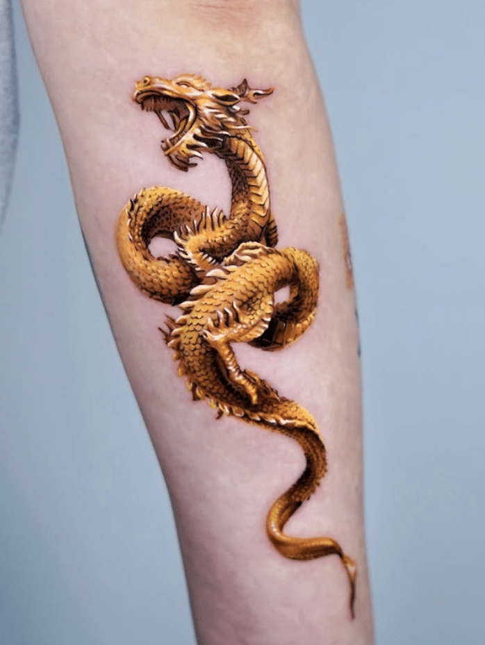 Yellow Chinese Dragon Tattoo New