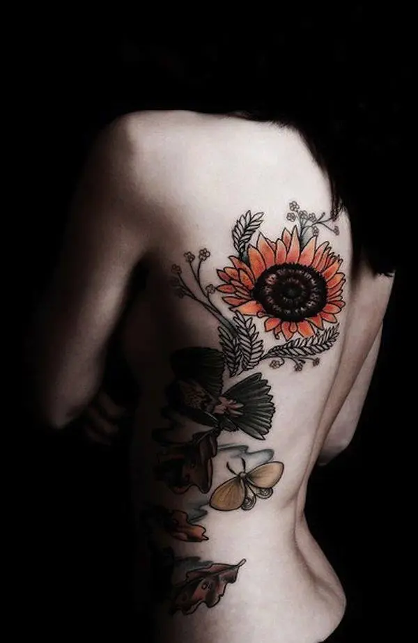 Back Sunflower Tattoo