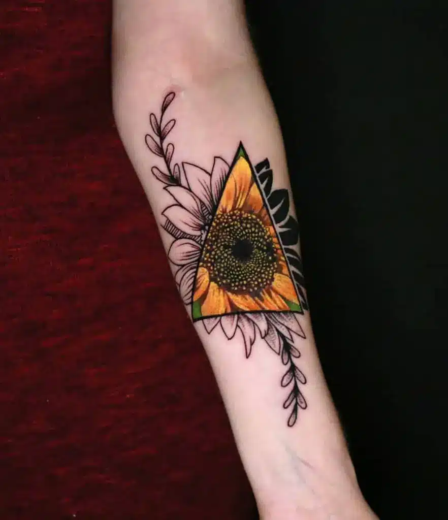 line sunflower tattoo